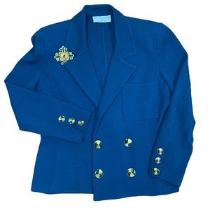 ST JOHN COLLECTION knit teal blazer coat